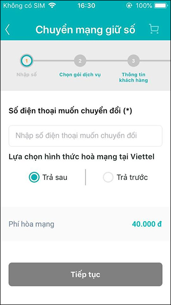 bạn nhập đầy đủ các thông tin được yêu cầu trong giao diện để tiếp tục thao tác