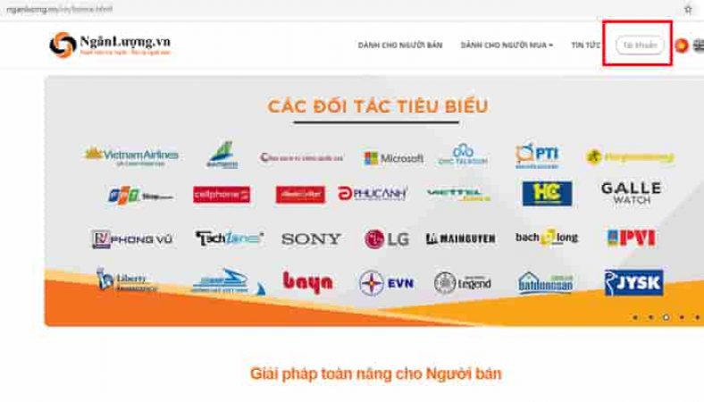 Truy cập vào website và chọn Tài khoản