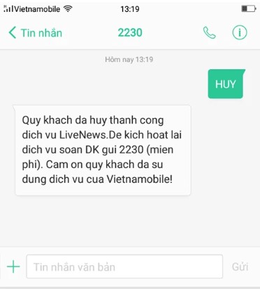 Chặn quảng sim Vietnamobile qua tin nhắn