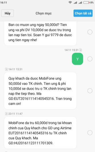 Cách ứng tiền sim Mobifone qua tổng đài 9015/0779/9025