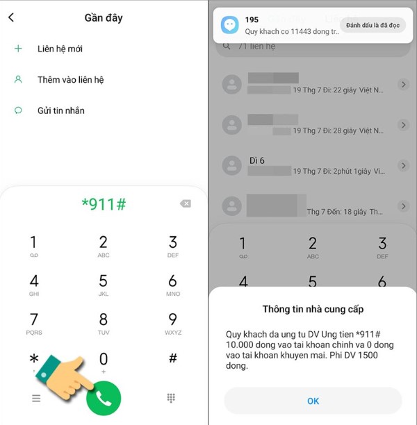 Cách ứng tiền sim Viettel qua tổng đài 911