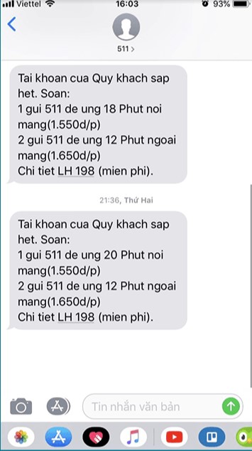 Cách ứng tiền sim Viettel qua tổng đài 511