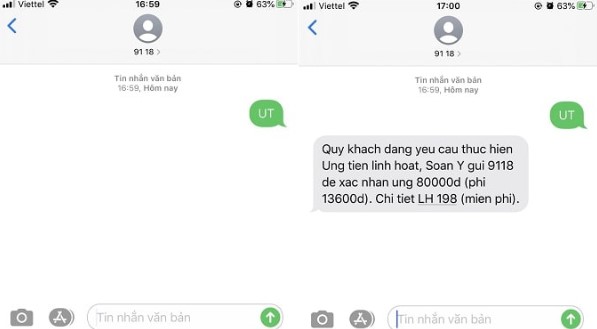 Cách ứng tiền sim Viettel qua tổng đài 9118