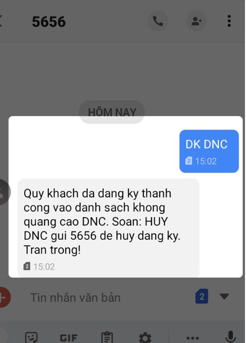 Chặn tin nhắn rác iTelecom với DNC