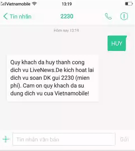 Chặn tin nhắn rác Vietnamobile qua DNC