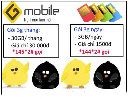 Cú pháp đăng ký 3G Gmobile
