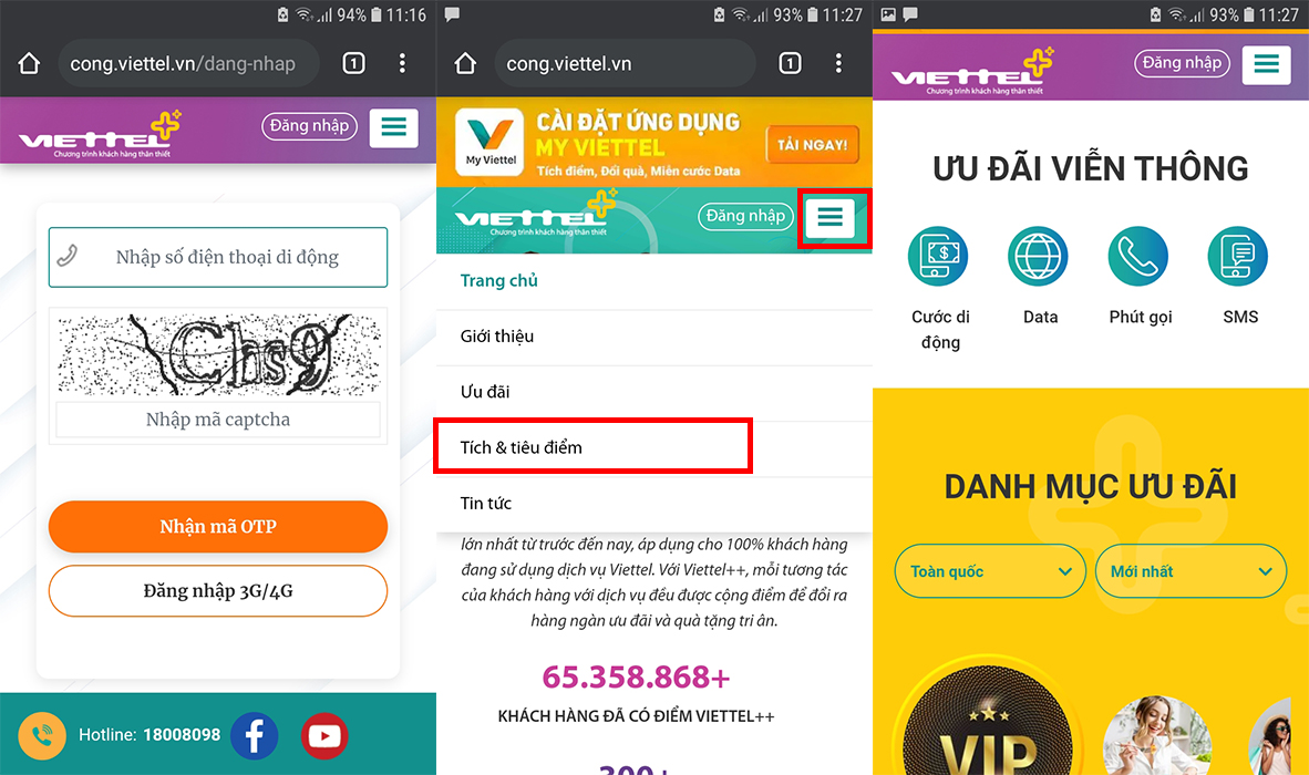 Đổi điểm qua website