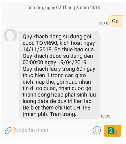 Kiểm tra qua SMS