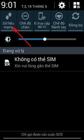 Mở kết nối mạng trên thanh tác vụ nhanh của điện thoại Android