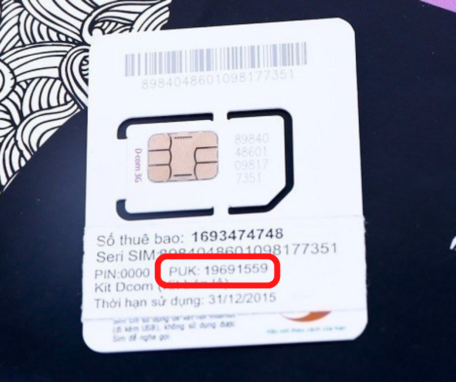 Mã PUK của sim Viettel