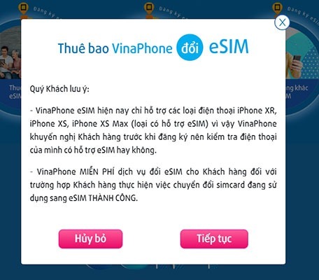 Thuê bao Vinaphone đổi eSIM