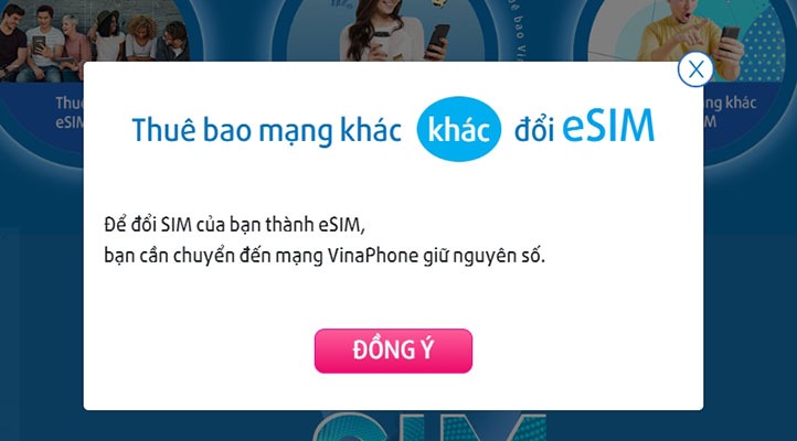 Các thuê bao mạng khác có nhu cầu đổi eSIM Vinaphone